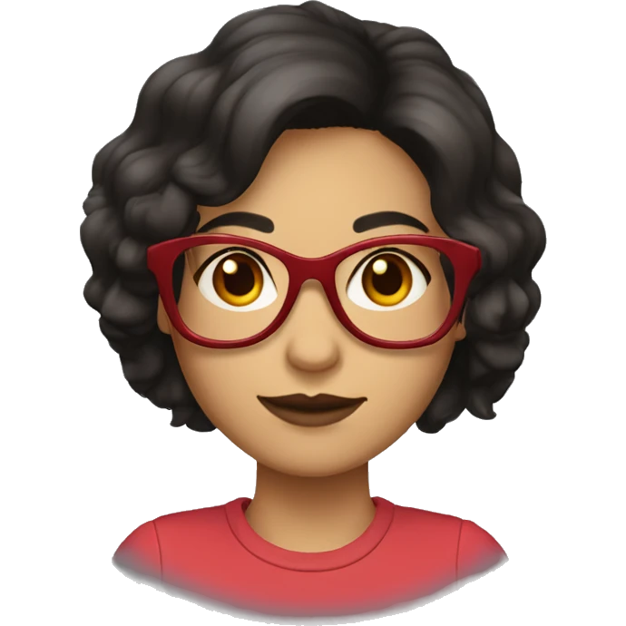 dark haired girl with red framed glasses and medium lengh hair emoji