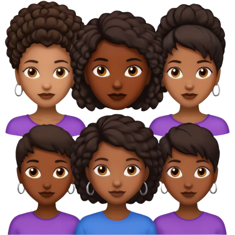 black woman emojis with different types of hair emoji