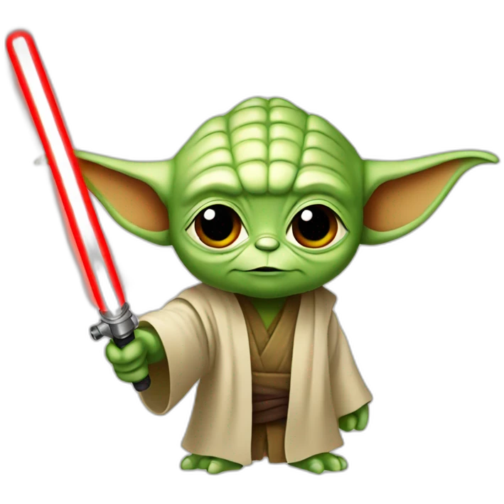 Yoda with a red lightsaber emoji