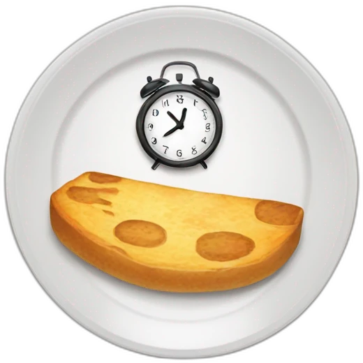 A plate with a clock on it showing 8pm emoji