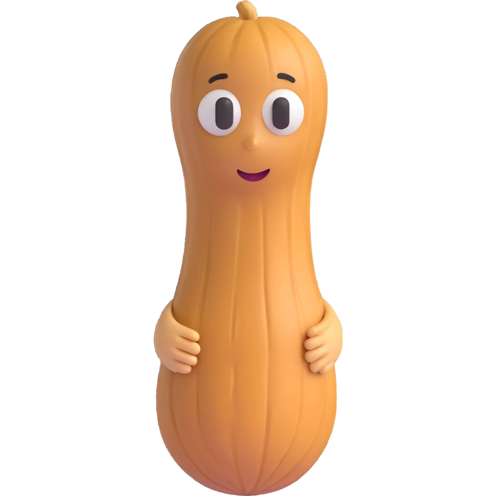 3D character of a cute peanut, no facial expression, with subtle texture emoji