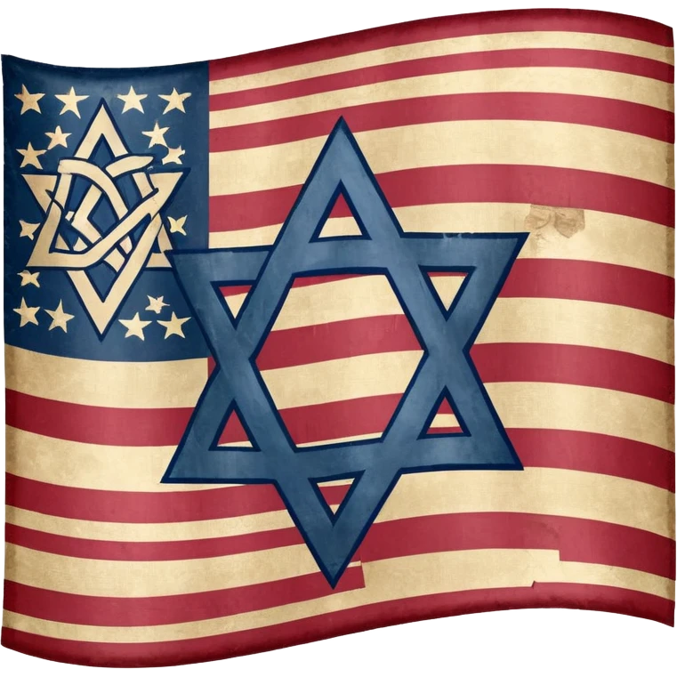 United States flag with a swastika symbol and star of david symbol on the flag emoji