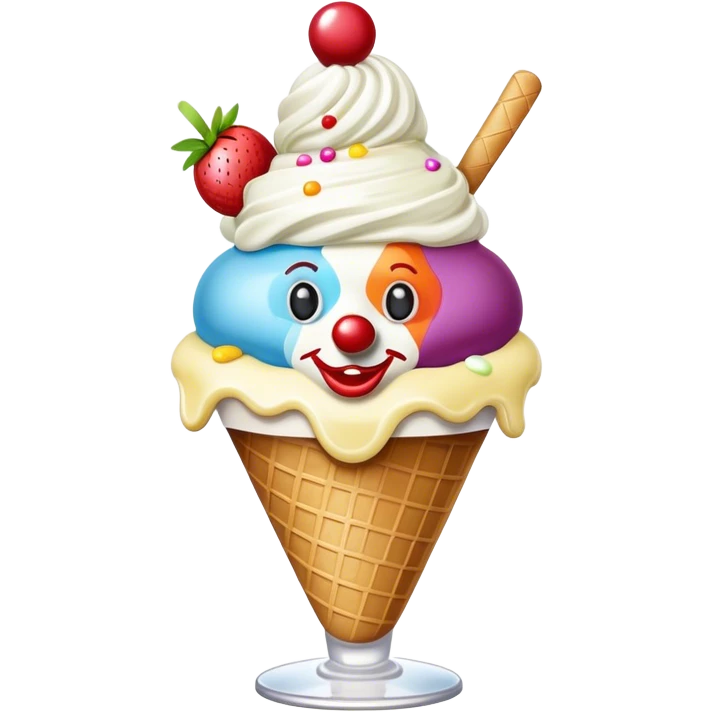 Ice cream clown sundae emoji