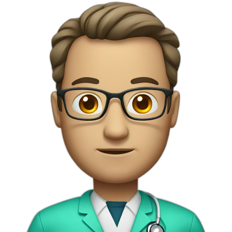 a doctor with big forhead and wearing a glass emoji