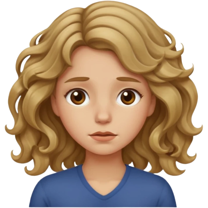 Exhausted dark blonde girl with waves emoji