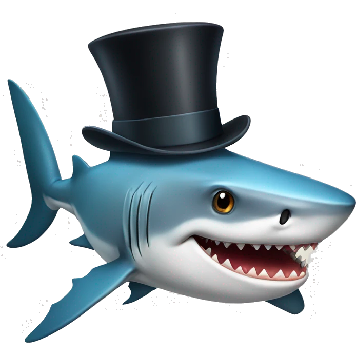 Shark with a top hat emoji