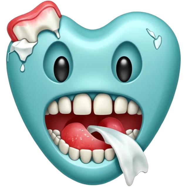 Chewed gum with a broken tooth embedded inside. emoji