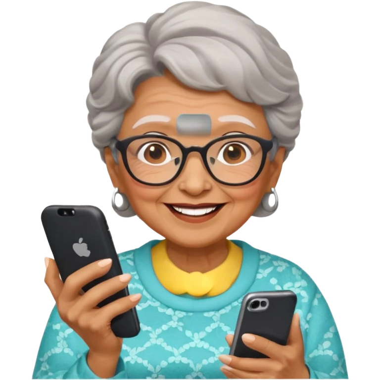 grandma addicted to social networks likes subscribers emoji