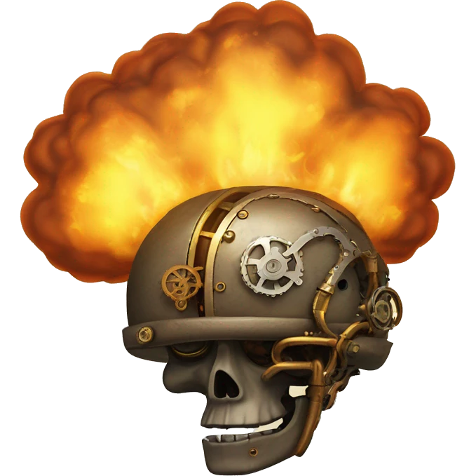 steampunk brain on fire emoji