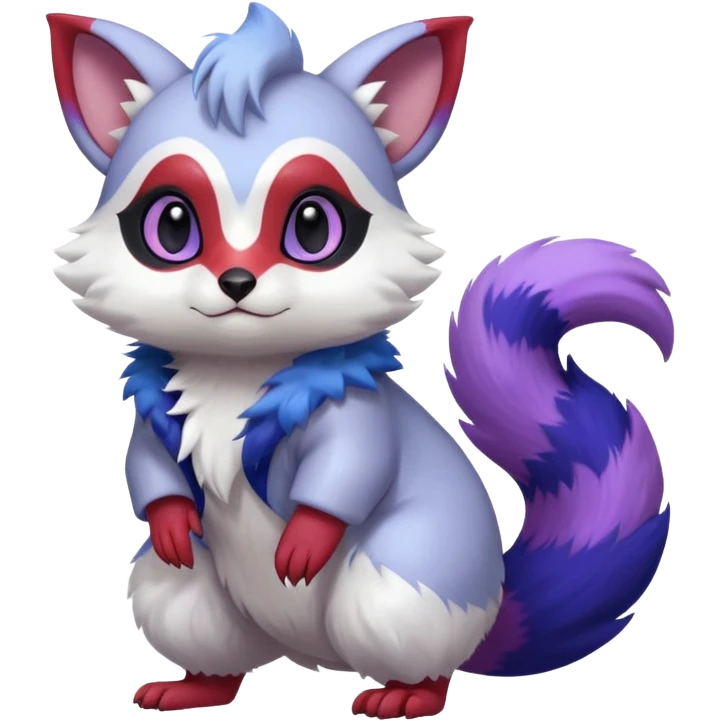 Shiny Exotic Colorful Aesthetic Beautiful Cute Pretty Royal Furret-Absol-Noibat-Hybrid (Full body) emoji