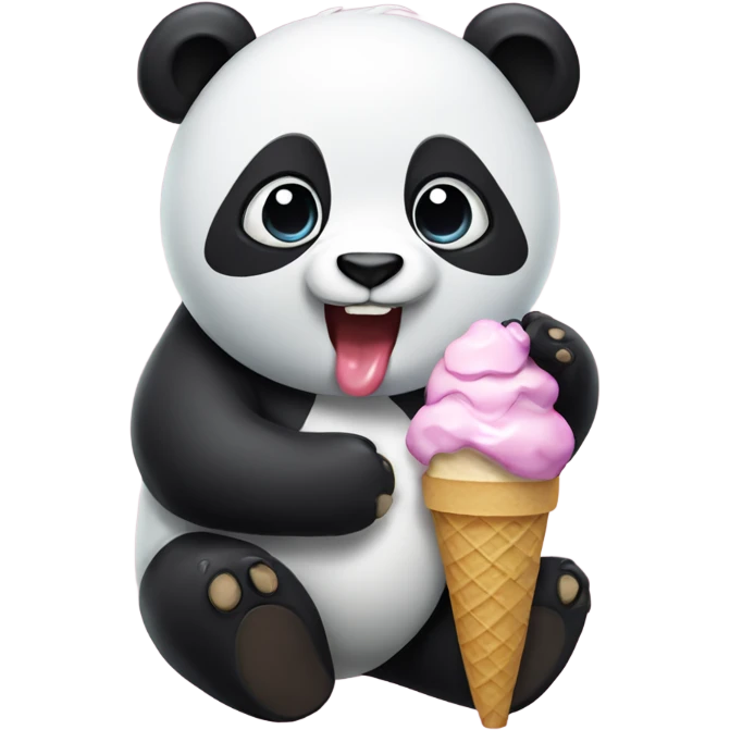 Panda eating ice cream emoji