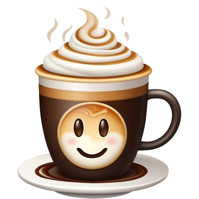 Hot coffee with a design on top, cold foam emoji