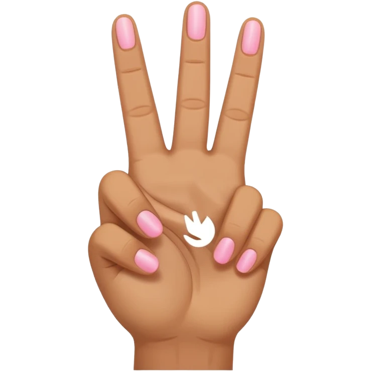 peace sign emoji but with the middle and ring fingers up instead of the index and middle finger. Keep the pinky, index, and thumb down. Only have the 5 normal fingers in the picture emoji