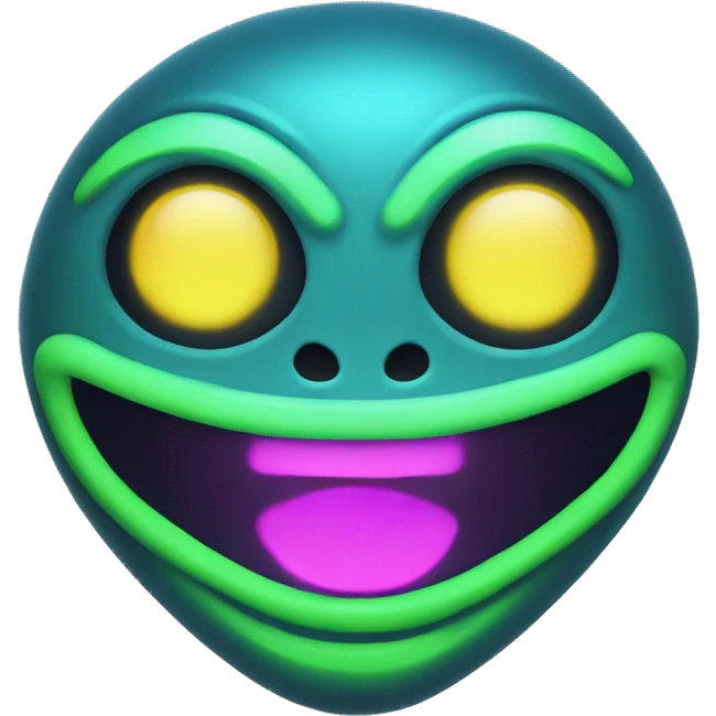 Happy neon alien emoji