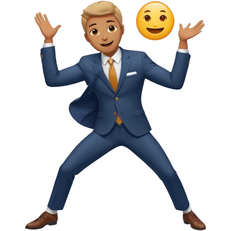 tanzende Person im Anzug, fröhlicher Gesichtsausdruck, dynamische Pose emoji