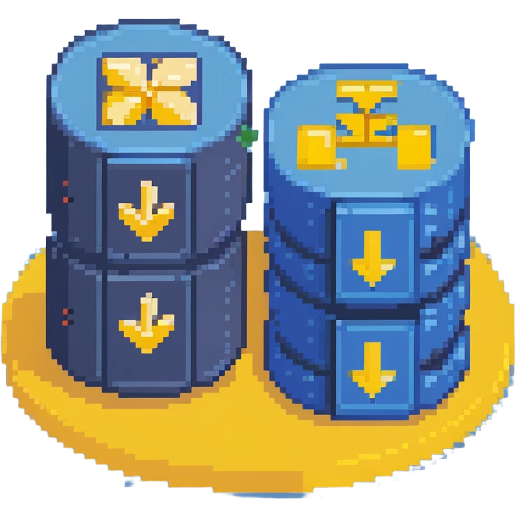 SQL database icon with tables and query symbols in blue color scheme emoji