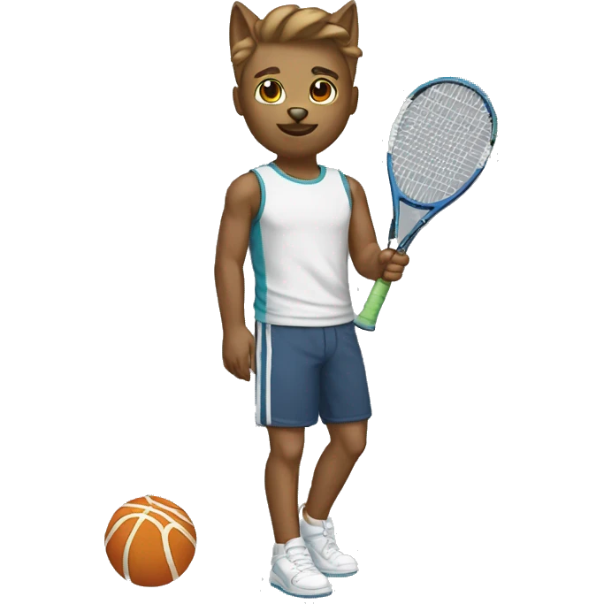 Gato de shorts e camiseta e tenis emoji