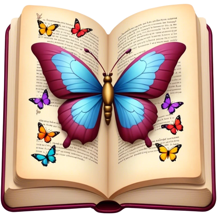 Open Spellbook Burgundy  Butterflies fly out of it emoji