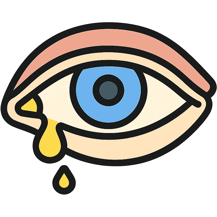 close-up of a human eye with yellow pus leaking from the corner, medical, clear and non-gory emoji
