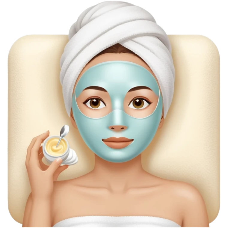 Lady with face cream white mask spa beauty full face relaxing emoji