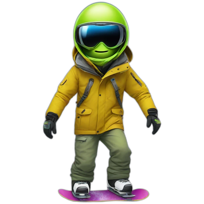 alien over snowboard emoji