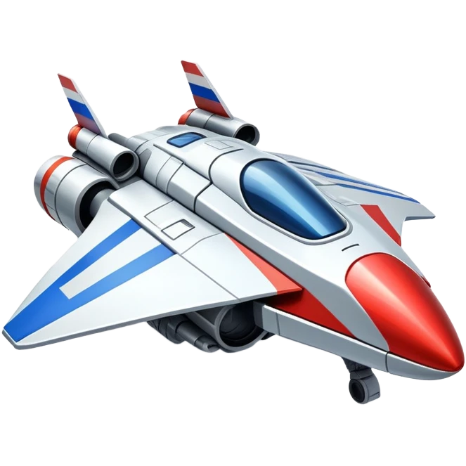 Futuristic war spaceship with Russian flag colors, sleek design emoji
