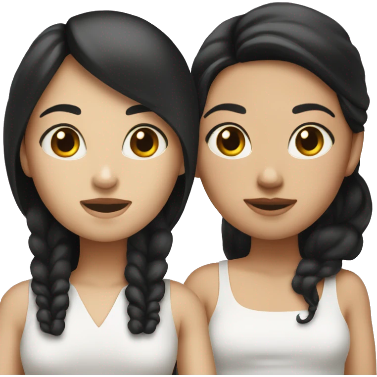 Two sister, one white skin black hair and the other brunette emoji