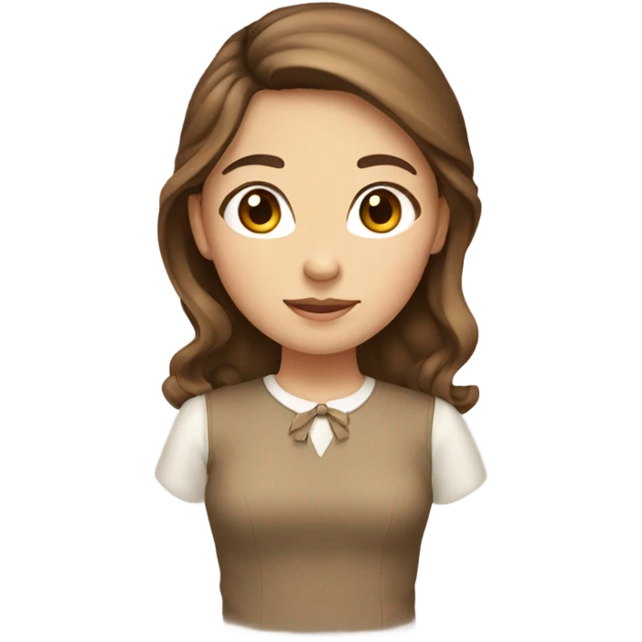 Girl with brown hair and light brown bow emoji