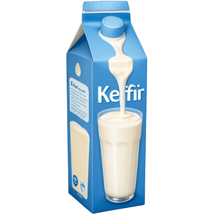 Fermented drinkable yoghurt-milk drink kefir in a tall white and blue carton   emoji