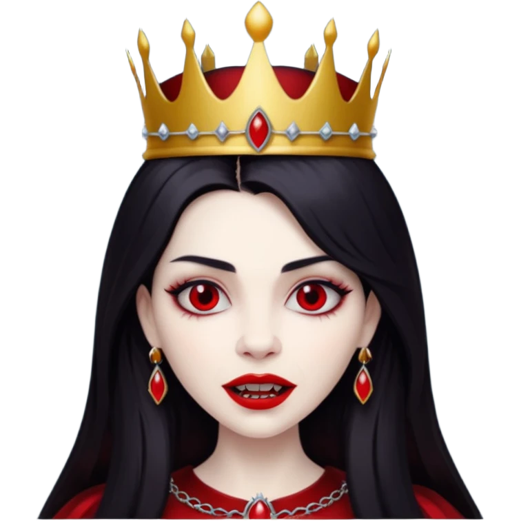 queen vampire with crown and fangs emoji