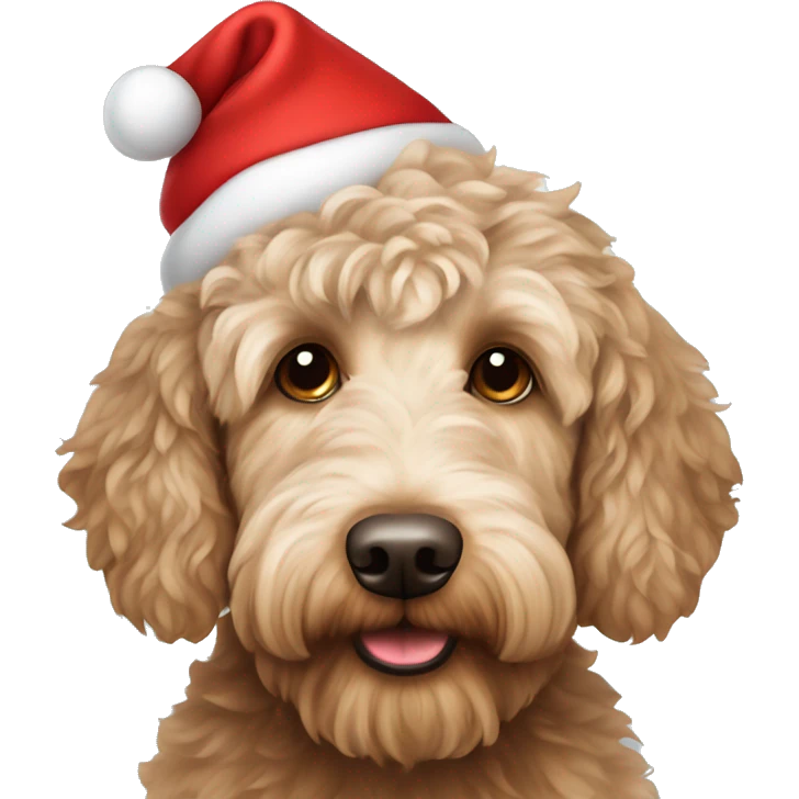 Australian Labradoodle with Christmas hat emoji