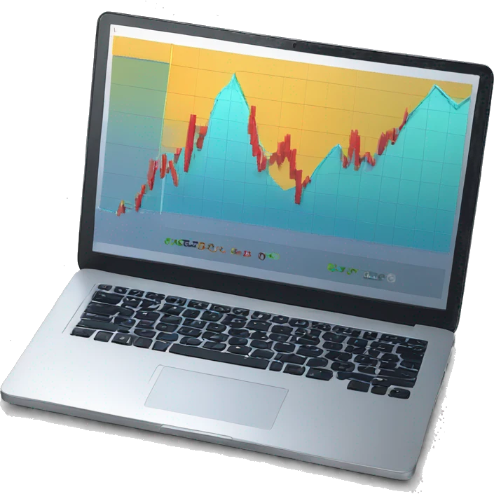 laptop with stock chart on stock market website emoji