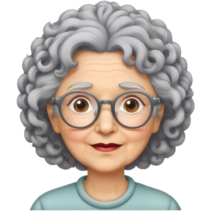 very old woman with curly hair and glasses emoji