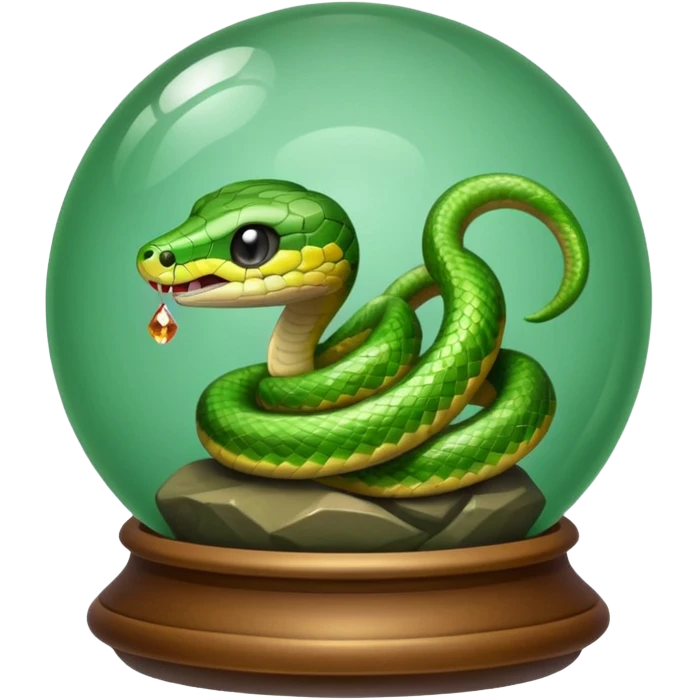 Cute baby snake circled around a crystal ball  emoji