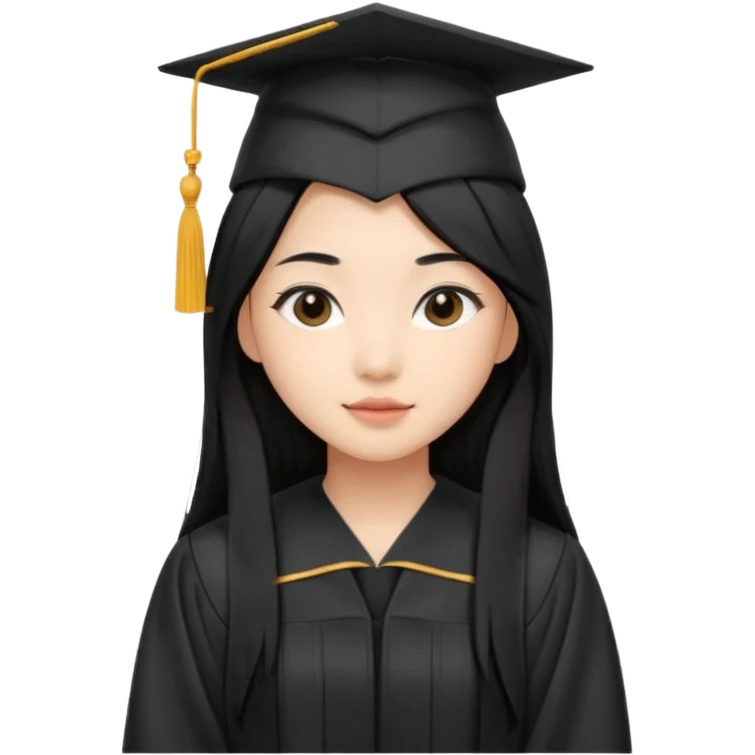 asian graduation girl with long black hair emoji