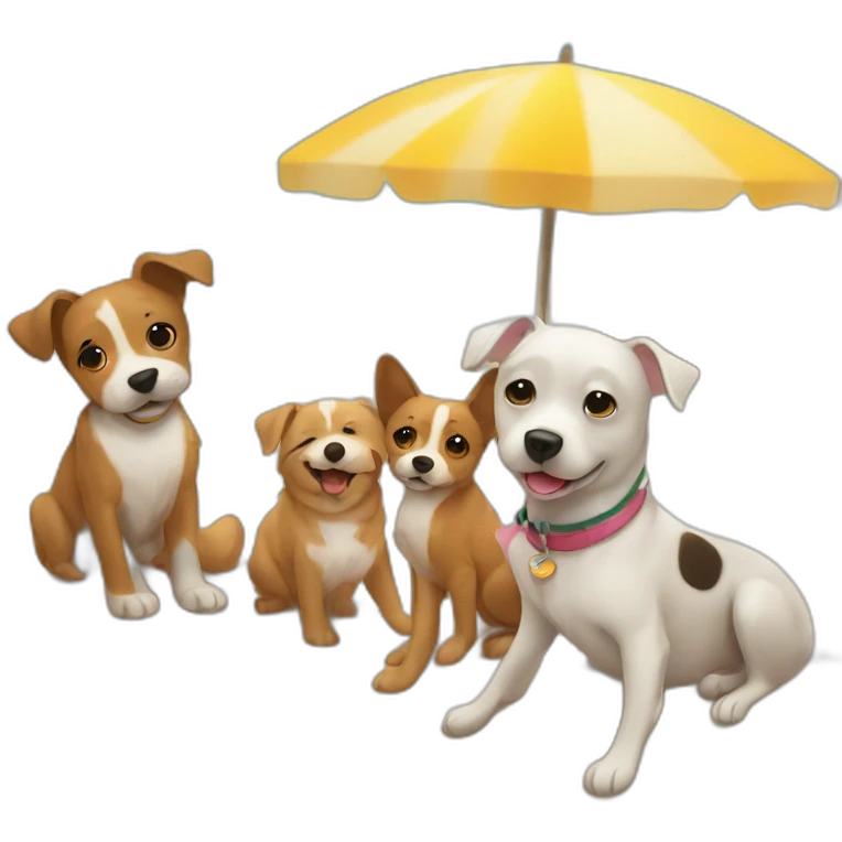 a dog family on the beach emoji