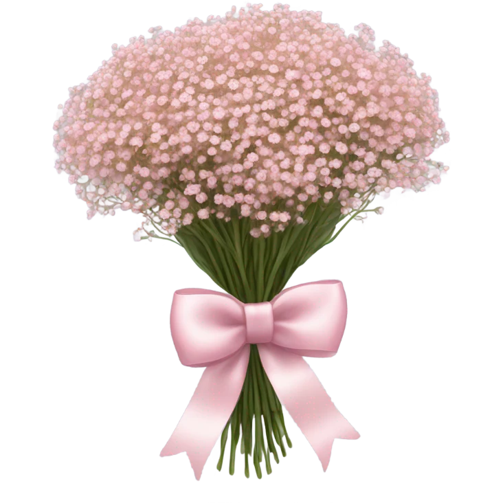pink babies breath bouquet with bow around it emoji