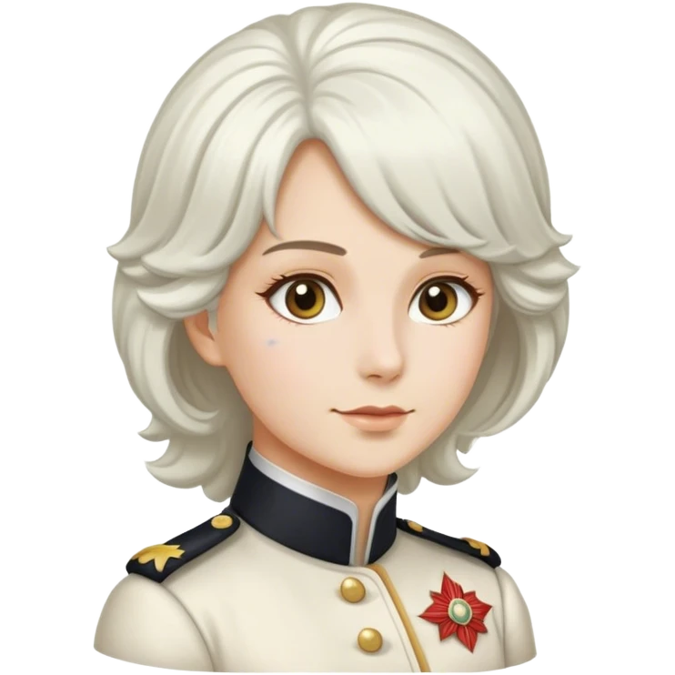 Founding father with powdered wig in uniform but as a woman emoji