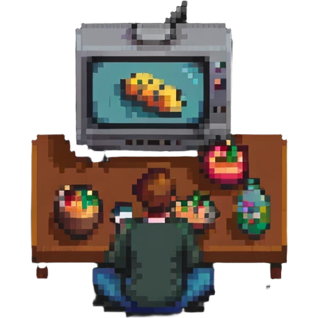 person watching TV with snacks emoji