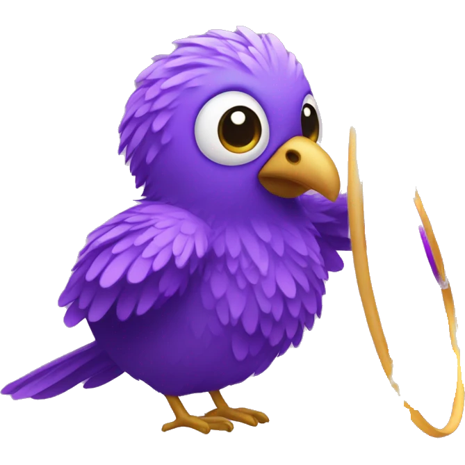purple feathery bird with hula hoop emoji