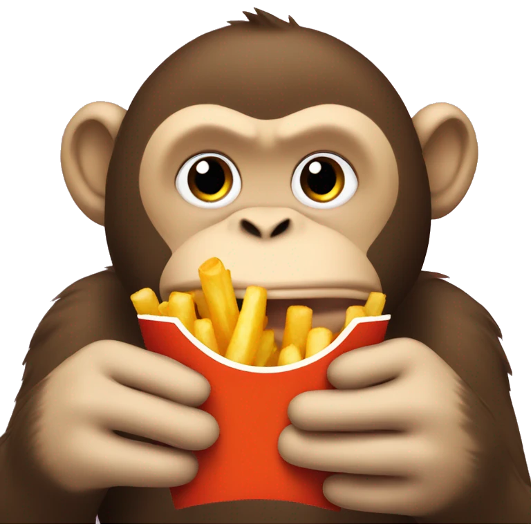 Fat monkey eating fries  emoji