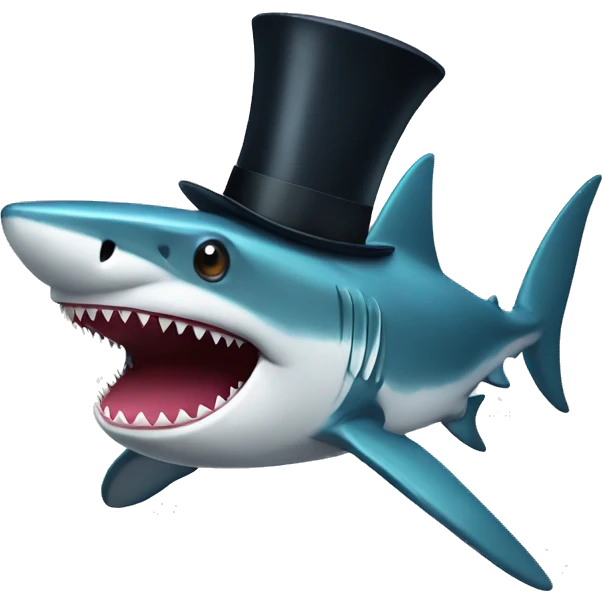 Shark with a top hat emoji