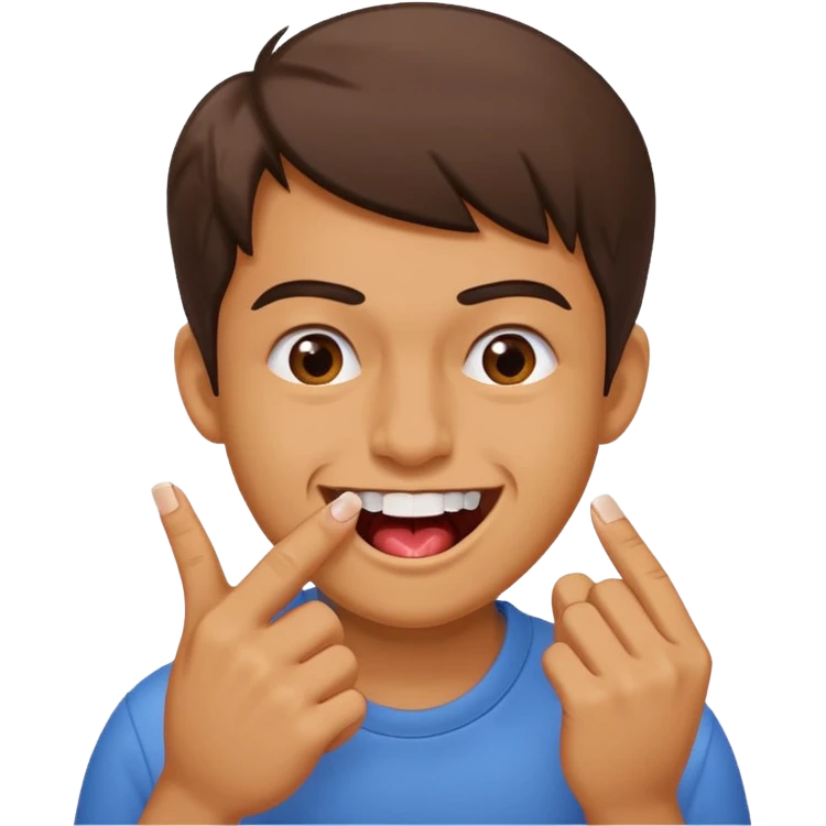 Emoji gêne et content qui mort un seule ongle Et on voit ses dents  emoji