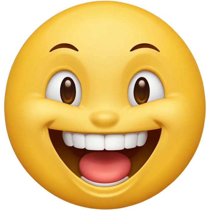 Emoji, yellow round laughing face, open mouth emoji