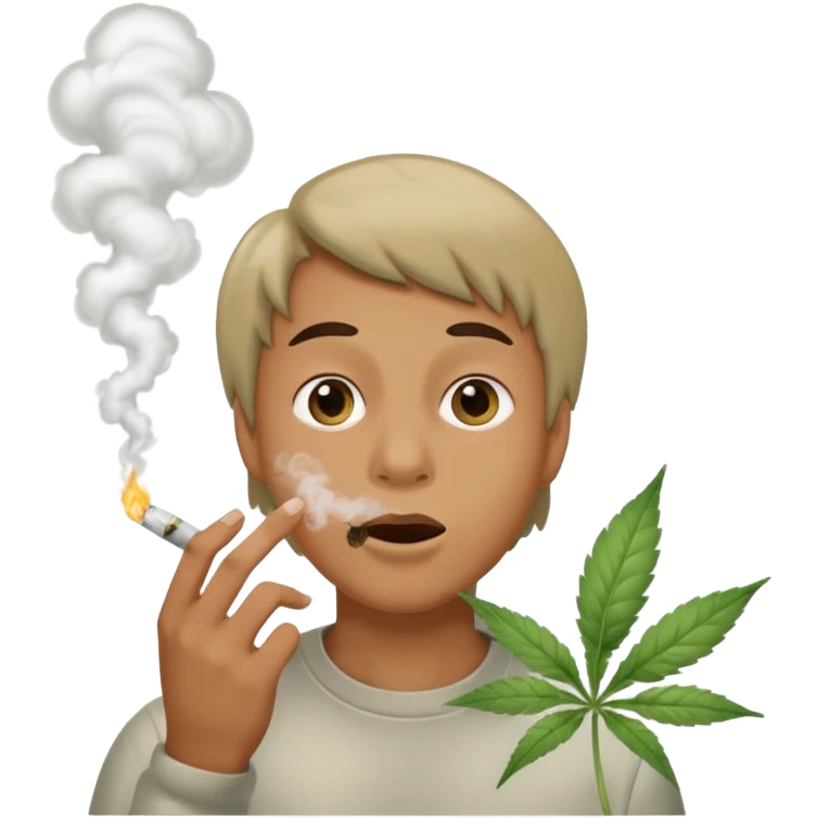 😮 face with 👌🏽hand to the mouth puffing on a weed joint emoji
