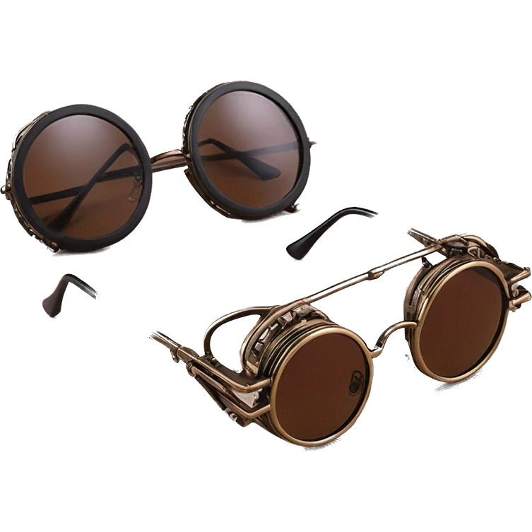 steampunk Round Sunglasses Vintage Metal Frame Double Bridge Sunglasses emoji