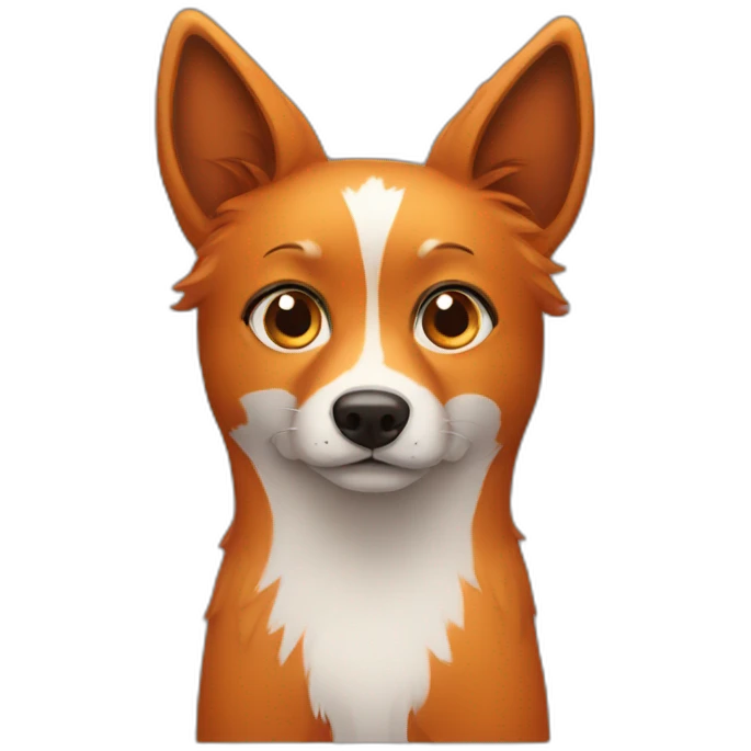 A dog looking like a fox with different eyes color emoji