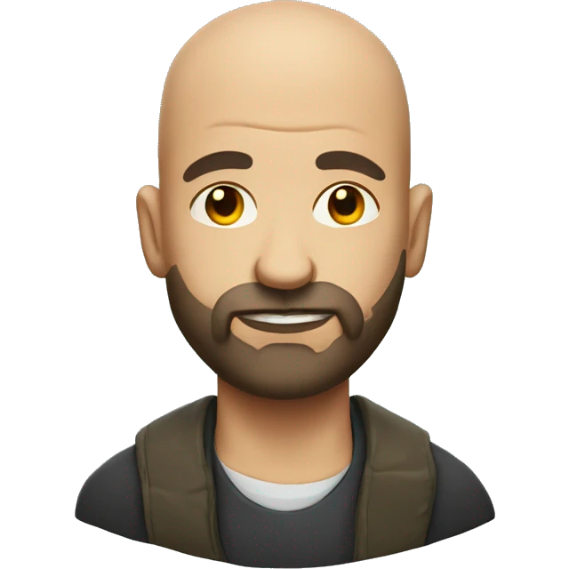 bald man with beard portrait with crooked halo emoji