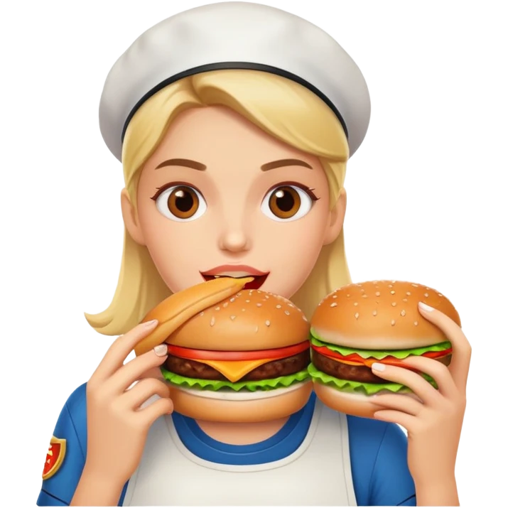 Marine delplace qui mange un burger emoji