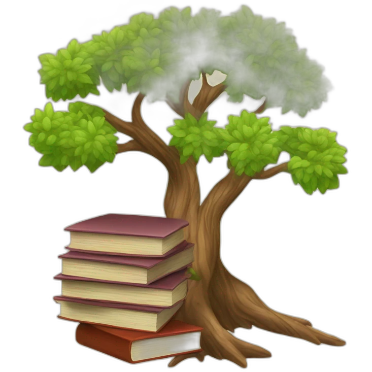 tree and books emoji